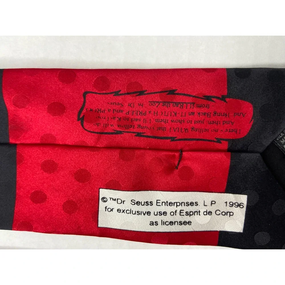 Vintage Dr Seuss‎ Silk Tie 1996 Red Black Thing Character Novelty Mens Necktie